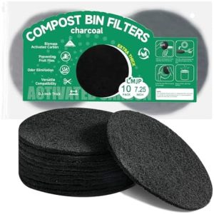 "Charcoal Filters for Kitchen Countertop Compost Bins | 7.25 Inch | Extra Thick 0.3" | Longer Lasting Activated Carbon |