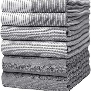Premium Kitchen Towels | Highly Absorbent Cotton Dish Towels | Perfect for Home Chefs | 20”x 28” | Set of 6 | Gray